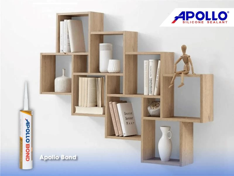 Dùng keo dán gỗ Apollo Bond làm kệ sách treo tường tại nhà cực kỳ dễ dàng